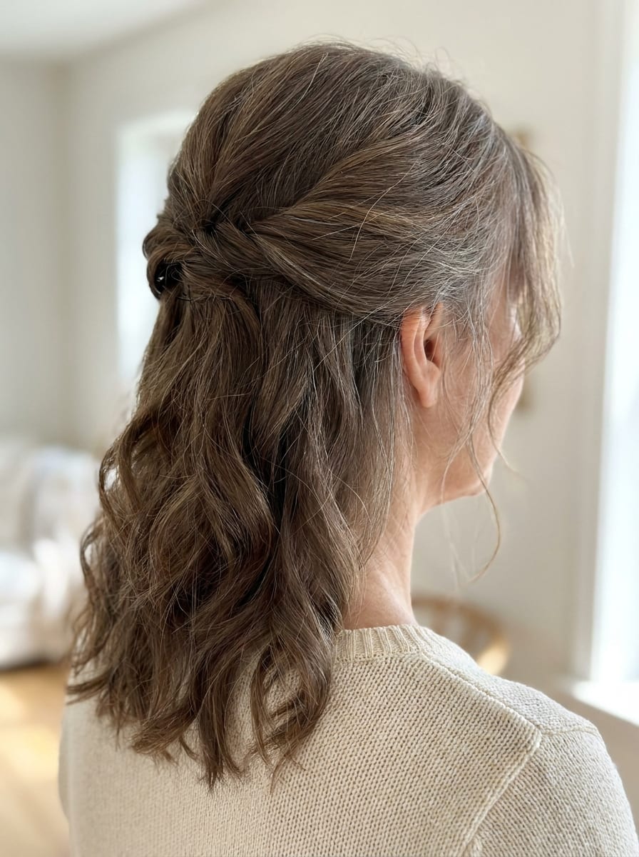 Feines Haar mit Half-up Styling - Frisur ab 50 für feines Haar